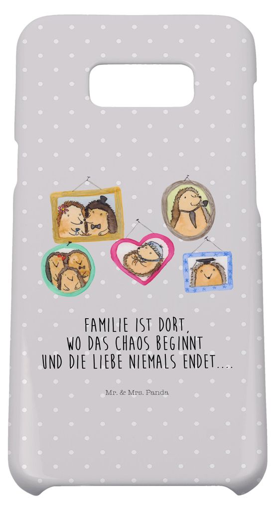 Mr. & Mrs. Panda Samsung Galaxy S8 plus Handyhülle Igel Familie - Grau Pastell - Geschenk, Muttertag, Bilder, Hülle, Papa, Cover, Handy Case, Liebe