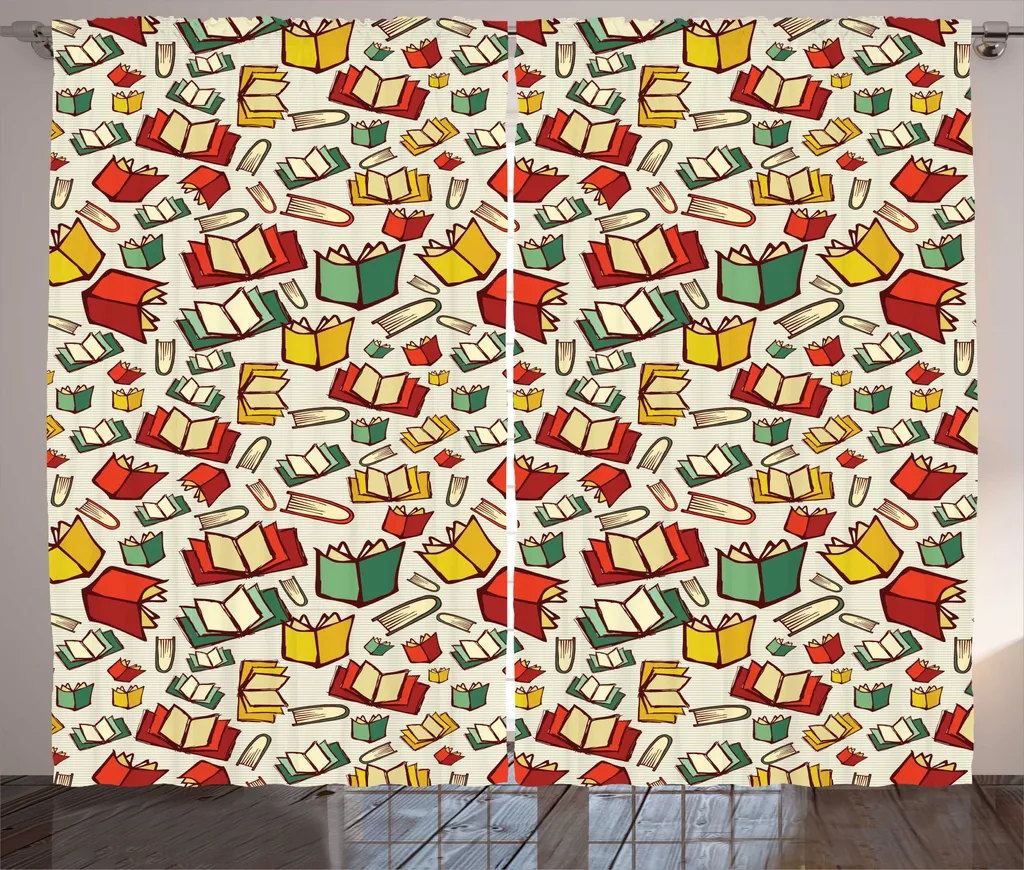 Grand rideau pour bibliophiles ambiance bibliothèque rustique 280x225cm