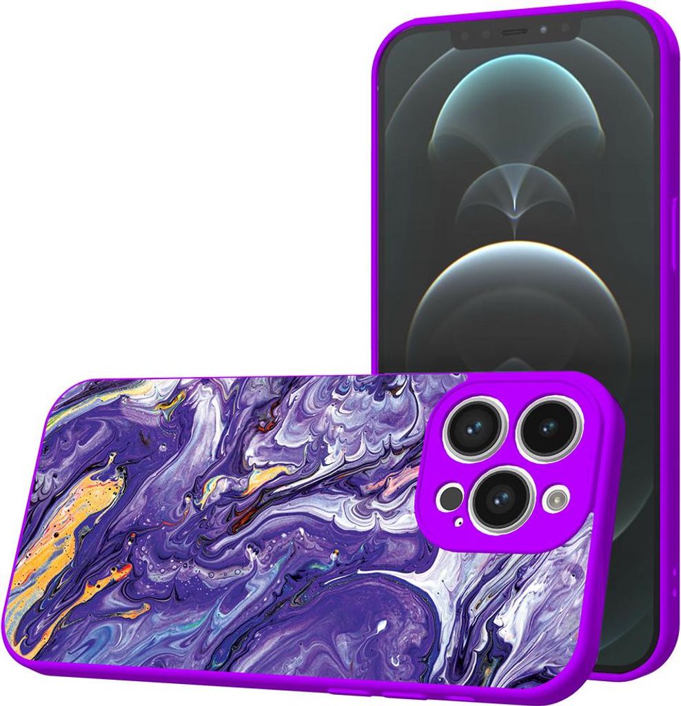 Smartphonica Handyhülle Geeignet für iPhone 12 Pro Max mit Lila-Gold-Marmor-Druck - TPU Back Cover Case Lila-Gold-Marmor Design - Lila