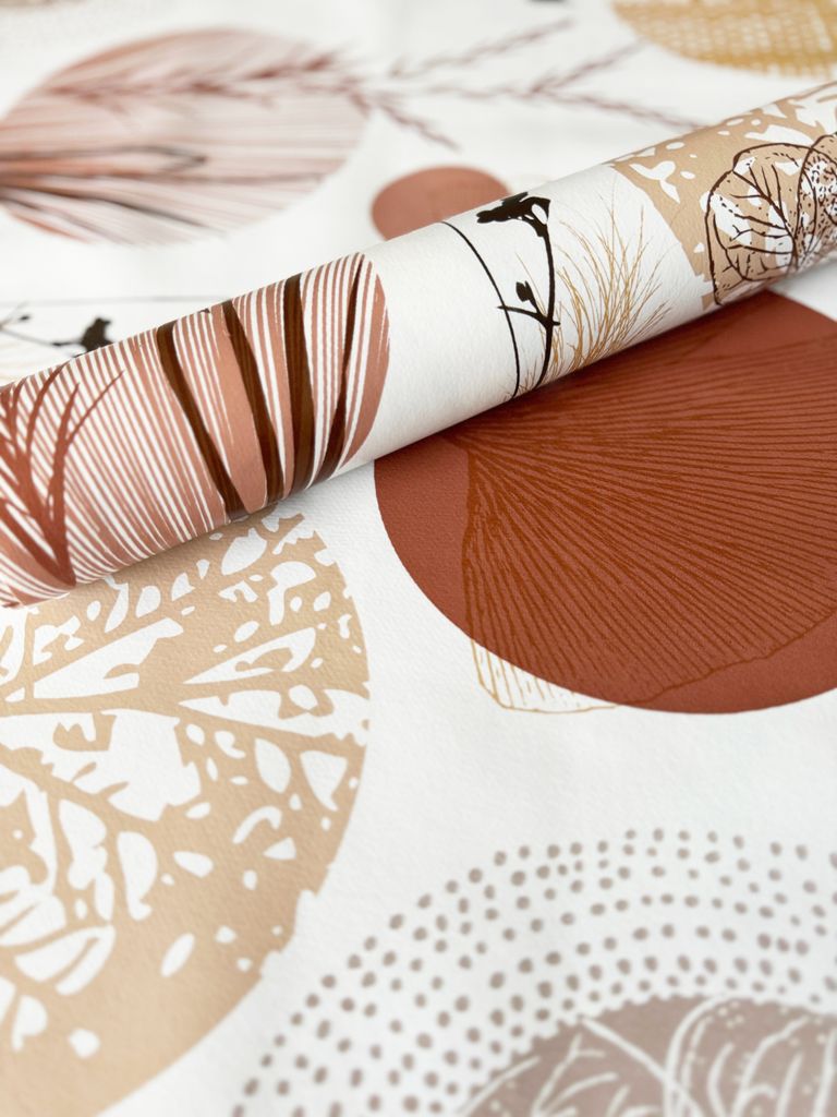 PVC Tischdecke HERBST BRAUN Wachstuch Eckig Länge & Breite wählbar abwaschbare Tischdecke Herbstmotiv Kreise, Größe:140 x 200 cm