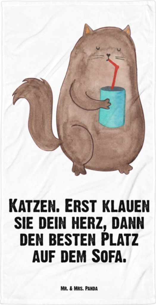 Mr. & Mrs. Panda Strandtuch Katze Dose - Weiß - Geschenk, Produktbild 