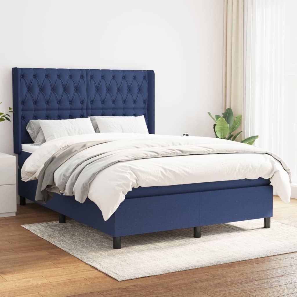 Maison Exclusive - Boxspringbett mit Matratze Blau 140x190 cm Stoff