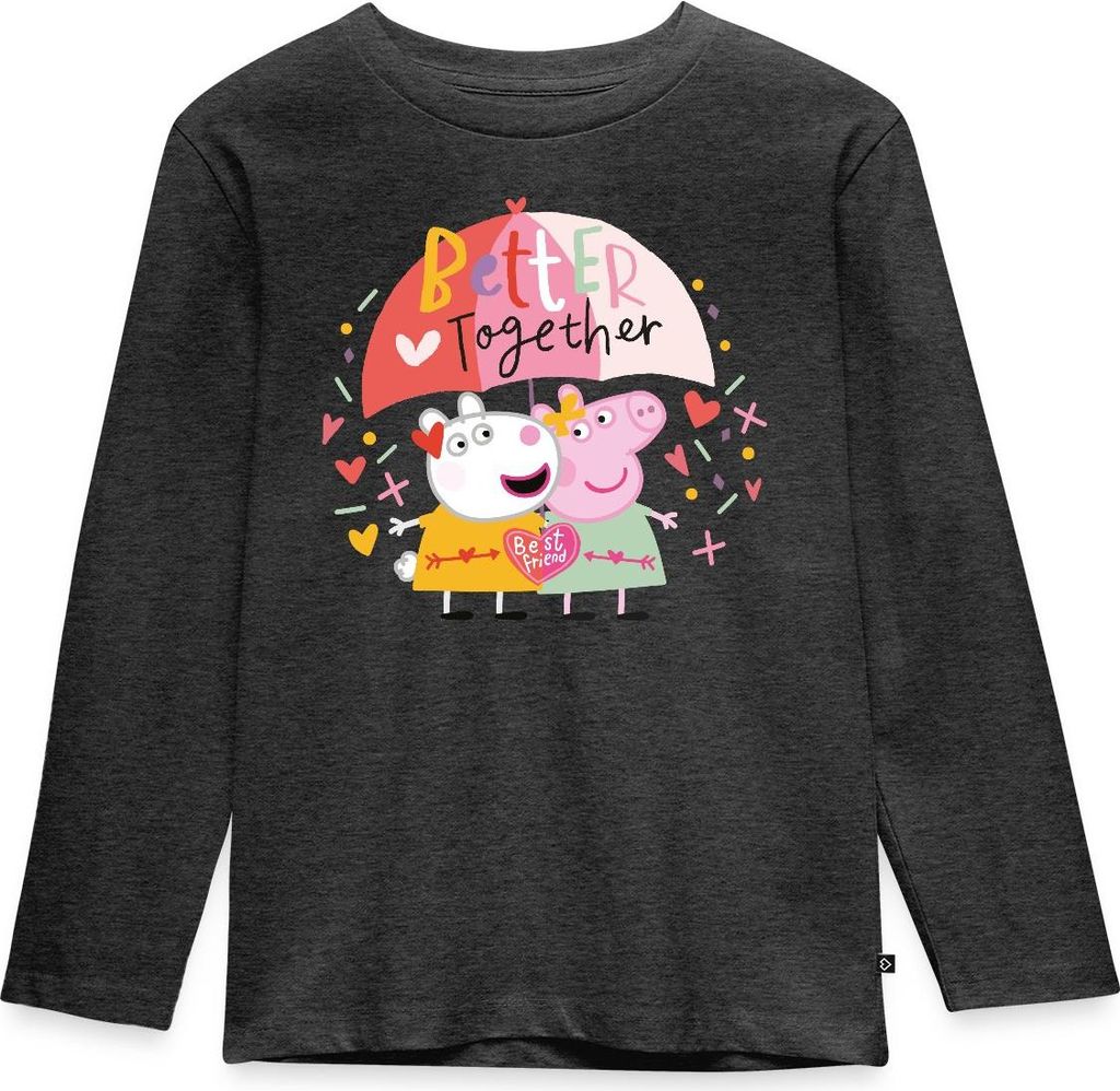 Spreadshirt Peppa Wutz Und Luzie Locke Better Together Kinder Premium Langarmshirt, 122/128 (6 Jahre), Anthrazit meliert