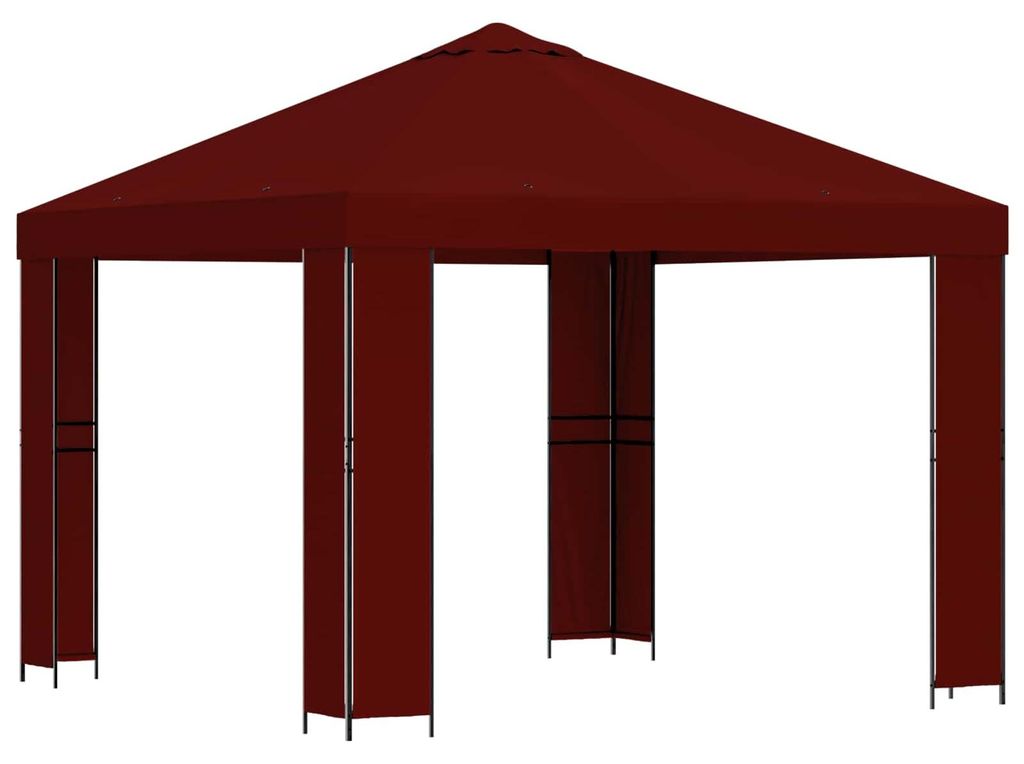 Pavillon 3 x 3 m Bordeauxrot Polyester und Stahl 190 gsm