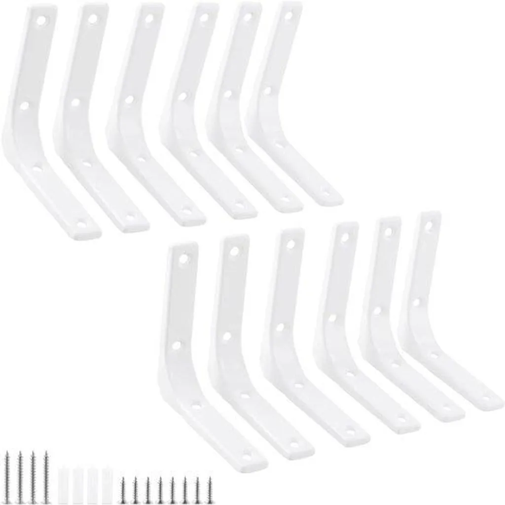Étrier de jonction plat blanc 10 cm en acier avec vis de fixation