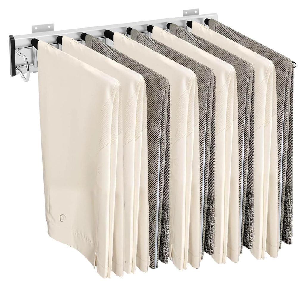 Hosenauszug für Kleiderschrank, Ausziehbarer Hosenhalter 9 Balken Hosenbügel Hosenständer kleiderschrank zubehör Hosenaufhängung Platzsparend ...