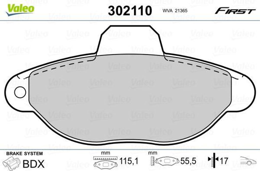 VALEO 302110 Bremsbelagsatz, Scheibenbremse OE 5892786 kompatibel mit Cinquecento