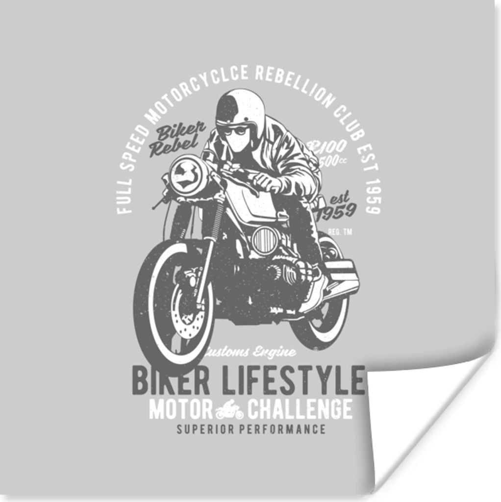 MuchoWow Poster Mancave - Motorrad - Oldtimer 50x50 cm - Wohnzimmerdekoration