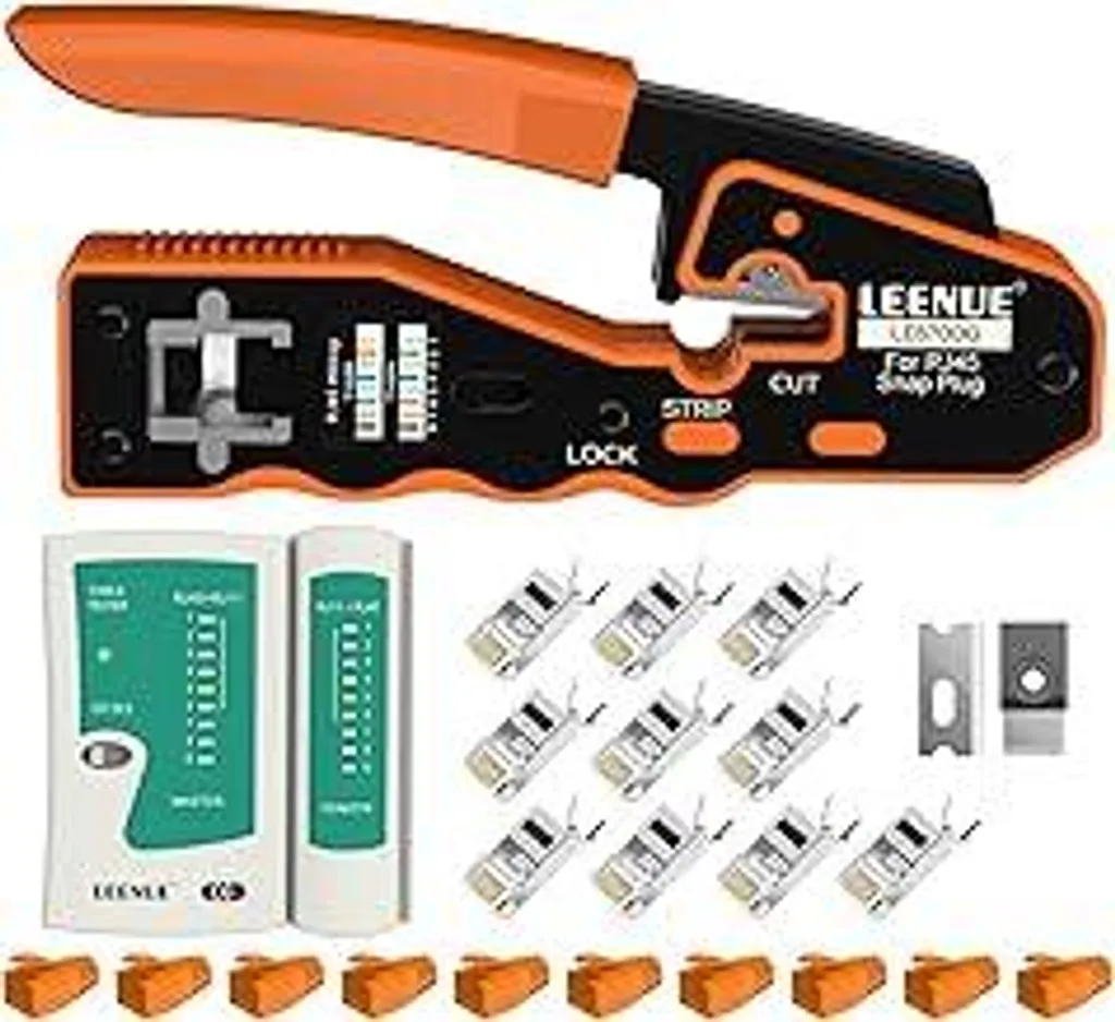 Kit Cablaggio Rete Domestica RJ45 Cat7 - Pinza + Tester + 10 Plug LAN