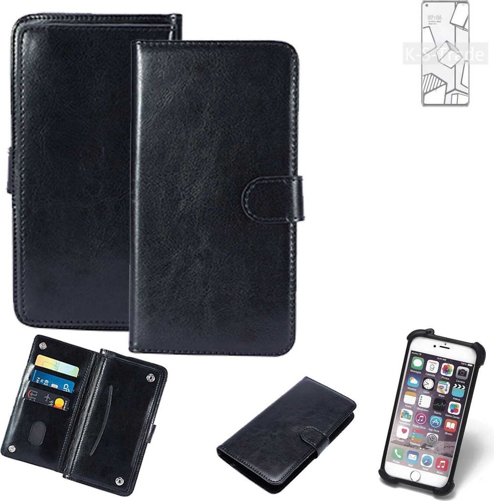 K-S-Trade 360° Hülle kompatibel mit Oppo Reno5 Pro+ Artist Limited Edition schwarz Kunstleder Case BookCase WalletCase Kunstlederederhülle