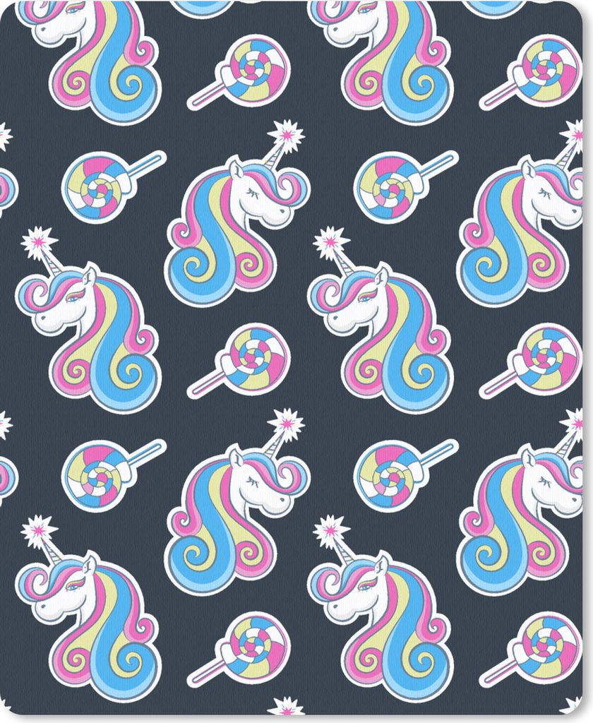 MuchoWow Mauspad Mousepad Mädchen - Einhorn - Lutscher Bonbons - Muster - Mädchen - Kinder - Kinder 19x23 cm - Mousepads - Maus Mat - Pad - Mau...