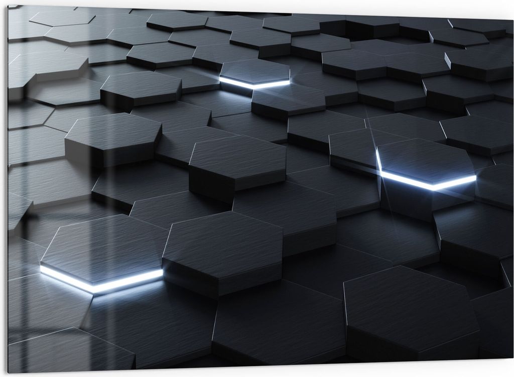 DEQORI Küchenrückwand Glas 60x40 cm 'Fläche aus Sechsecken' Spritzschutz Bad Rückwand