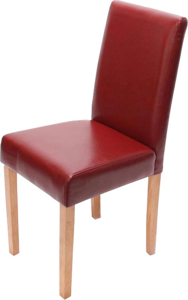 Esszimmerstuhl klassisch und zeitlos | HxBxT 90x43x56cm | Sitzhöhe 45cm | Kunstleder | helle Beine | Rot | Küchenstuhl Stuhl