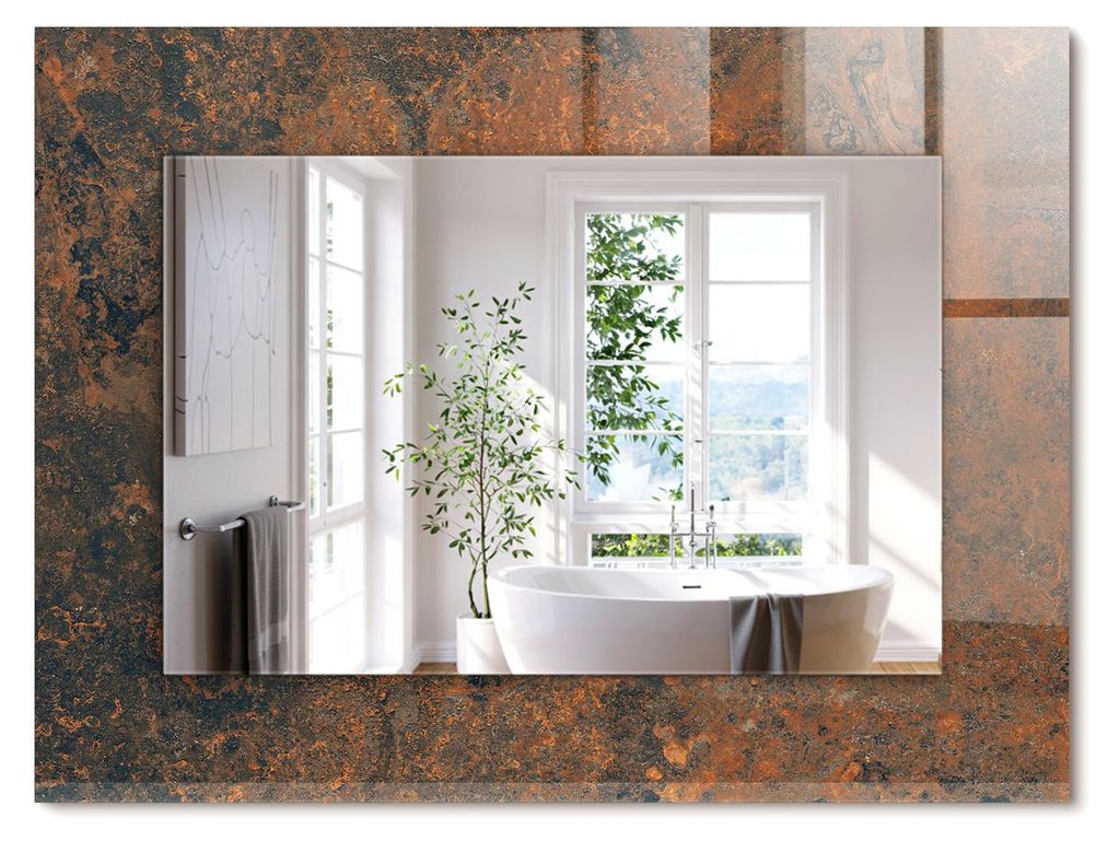 Verrostetes Metall – Rechteckiger Spiegel mit Druck 80x60 Produktbild 
