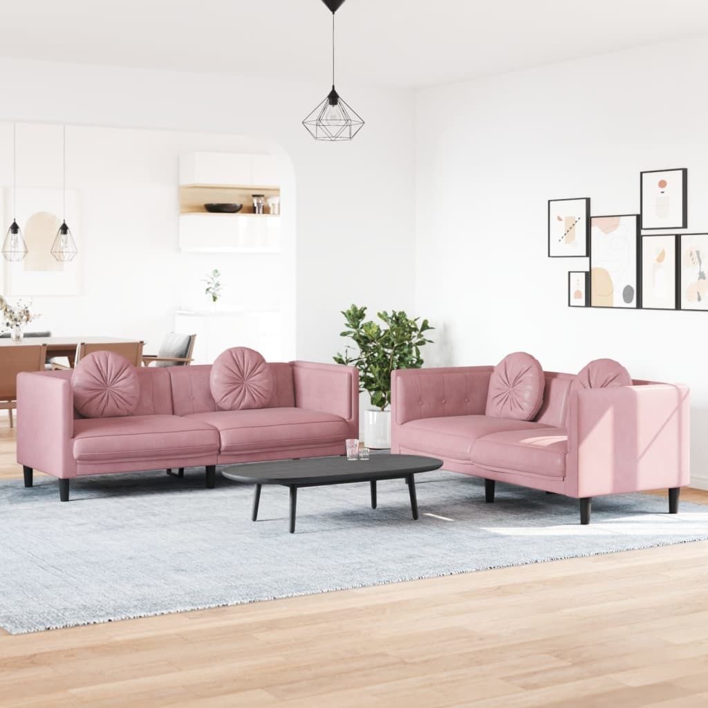 Maison Exclusive - 2-tlg. Sofagarnitur mit Kissen Rosa Samt