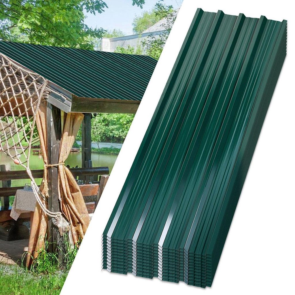 Vigevee 24x Trapezblech Metall Dachplatten für 14.24 m², Stahlblech Profilblech für Carports, Gerätehäuser und Dächer, Wellenprofil Dachblech...