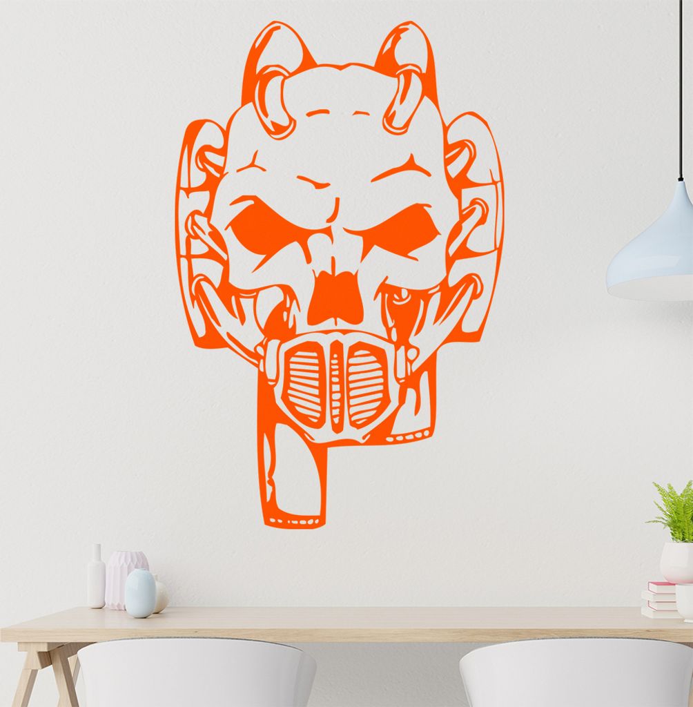 Cyber Schädel Wandtattoo in 6 Größen - Wandaufkleber Wall Sticker - Dekoration, Küche, Wohnzimmer, Schlafzimmer, Badezimmer