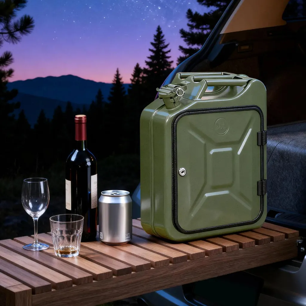 Bar à Whisky pour Salon et Bureau - Jerrycan Noir Mobile Design 47cm