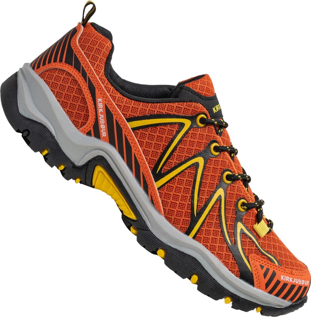 KIRKJUBØUR "Makalu" Outdoor Schuhe | Atmungsaktives Mesh-Obermaterial | Flexible, dämpfende Sohle | Abriebfeste Profilsohle | Gr.45 | orange | KJ-51