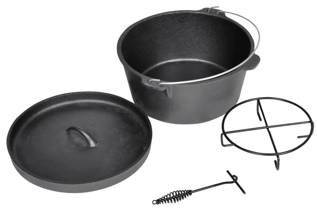 Zimilo Dutch Oven 9QT Gusseisen, 8,8L, mit Deckelheber, Ständer, Transporttasche, voreingebrannt, BBQ Feuertopf