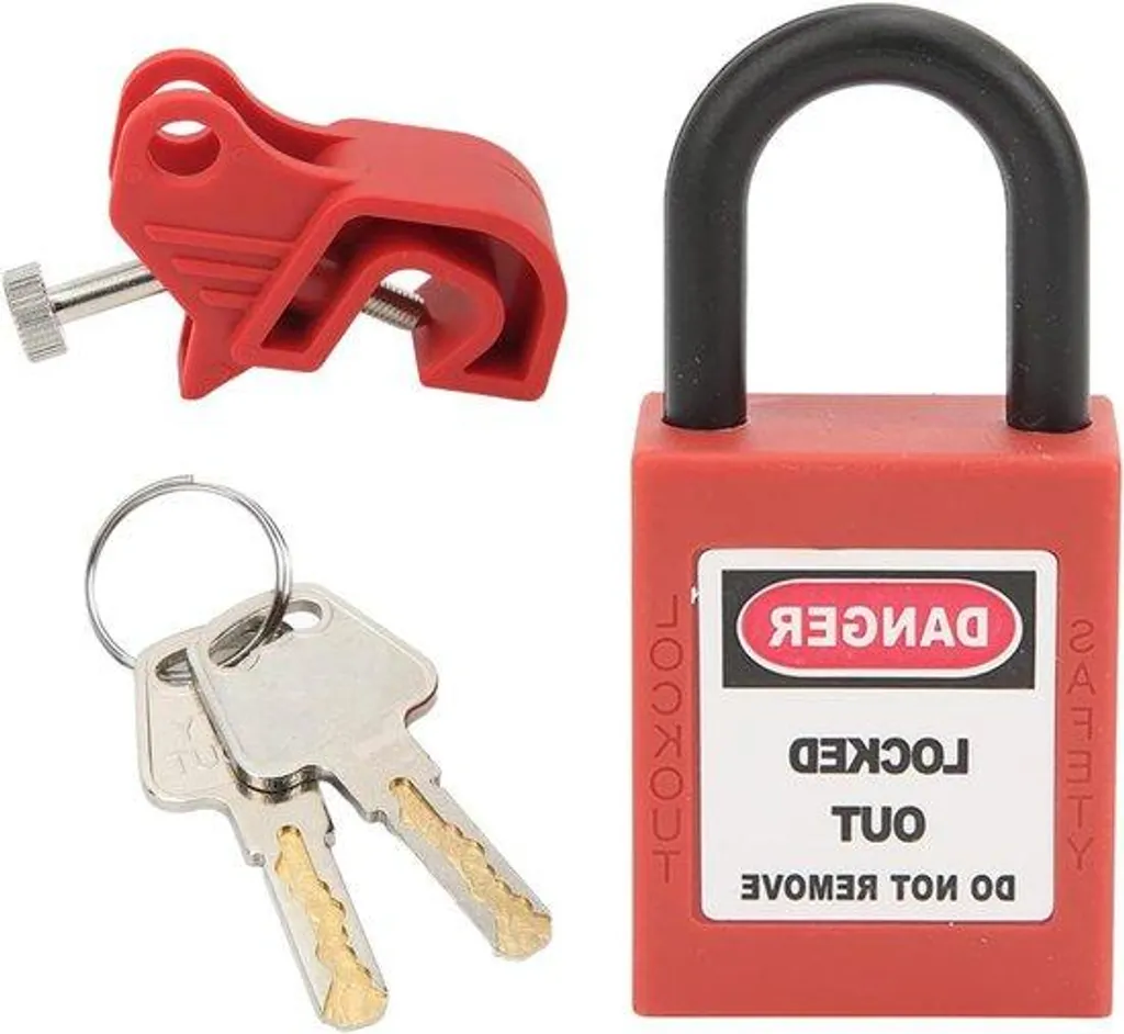 Disjoncteur de sécurité avec cadenas nylon et anse laiton 25 mm - Lot