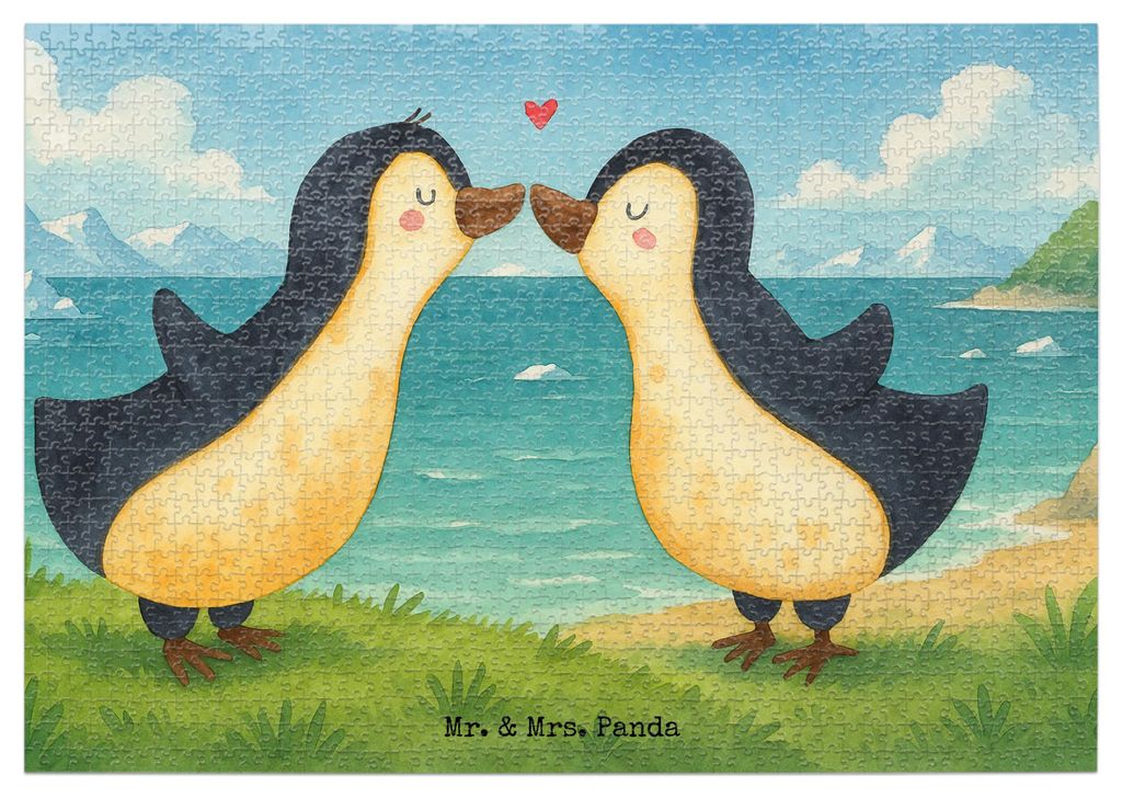 Mr. & Mrs. Panda Puzzle Pinguine Kuss Design 1500 Teile - Weiß - Geschenk, Hochzeitstag, 2000, Valentinstag, für Freundin, 1000, Geduldspiel, Fre...