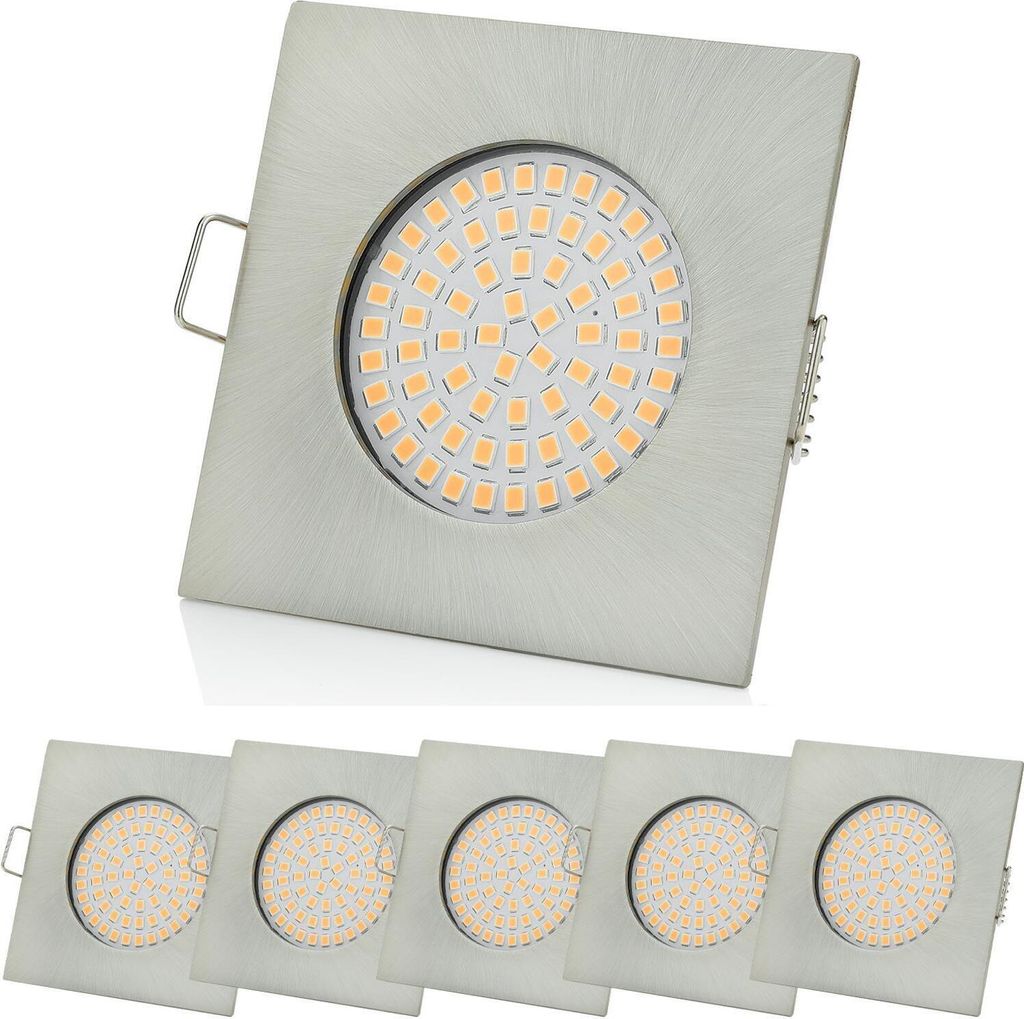 LED Einbaustrahler 6er Pack Flach Chrom  Eckig 3.5W Produktbild 