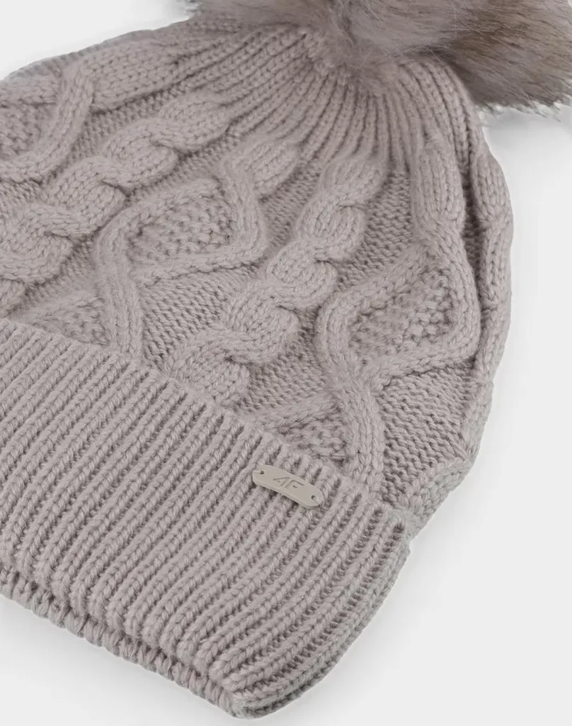 Cappello Invernale 4F Donna con Pompon Beige Taglia S - Caldo e Glamour - 2