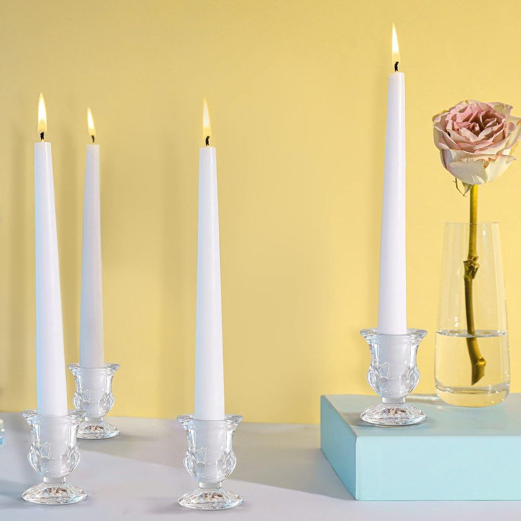 Taps zulaufende Glas Kerzenhalter Set - 12 Stück - Kristallklar - B47 x H63 cm - Wohnaccessoires Hochzeitsdekoration - Aromatherapie Geschenk