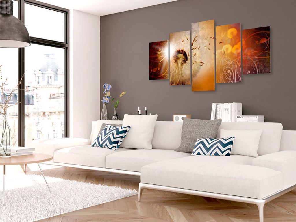 Akustikbild Abstrakt Blumen 200x100 cm Bilder Akustikschaum Hochleistungsschallabsorber Schallschutz Leinwand 5 tlg Wandbild Raumakustik Schalldäm...
