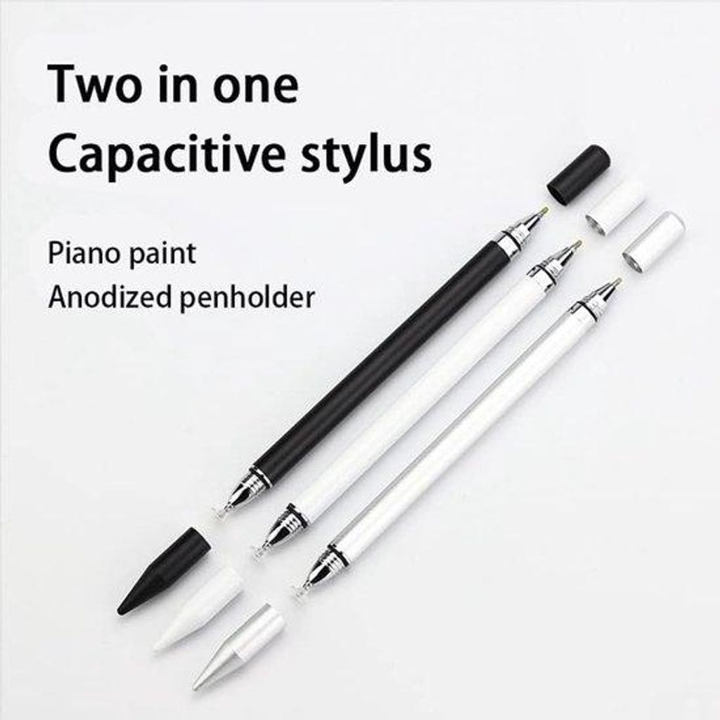Styluspen 2-in-1, geschikt voor alle Tablets mit Schreibfunktion, 2-in-1 Stylus mit Metallgehäuse, Zweisystem-Stylus für Tablets mit Schreibfunkt...