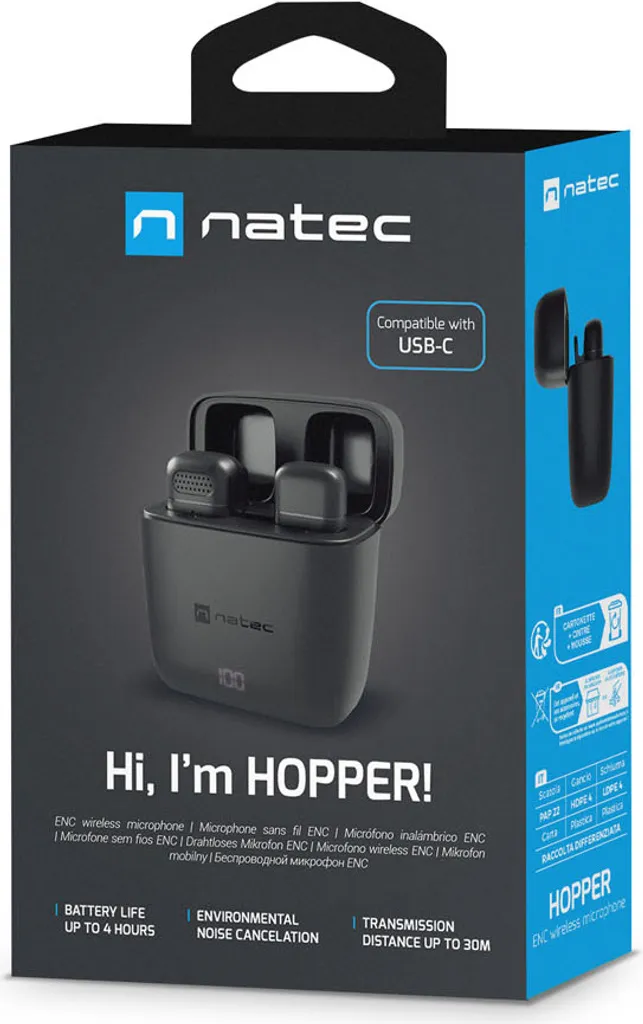 Natec NATEC Hopper Nero Microfono lavalier/Lapel