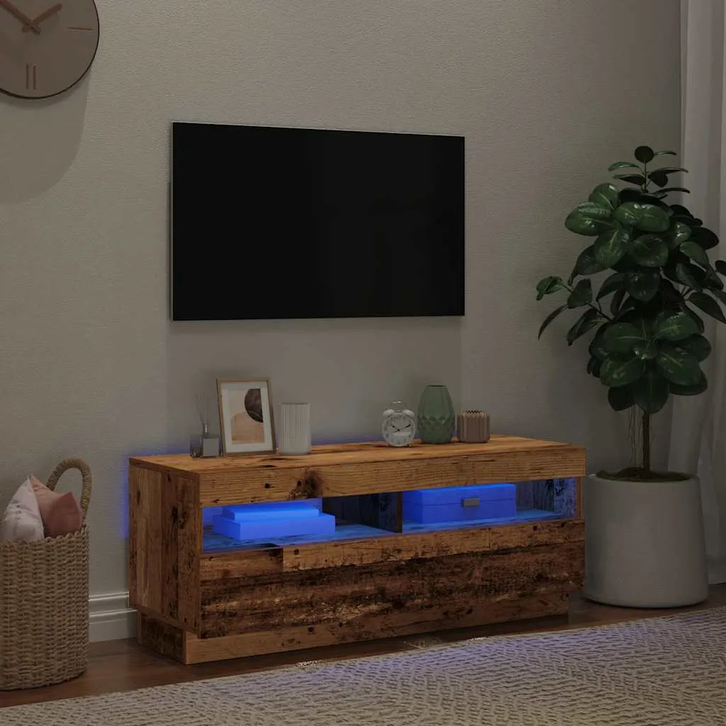 Mobile TV LED 100x35x40 cm in Legno di Recupero Massello | Design Unico - 5