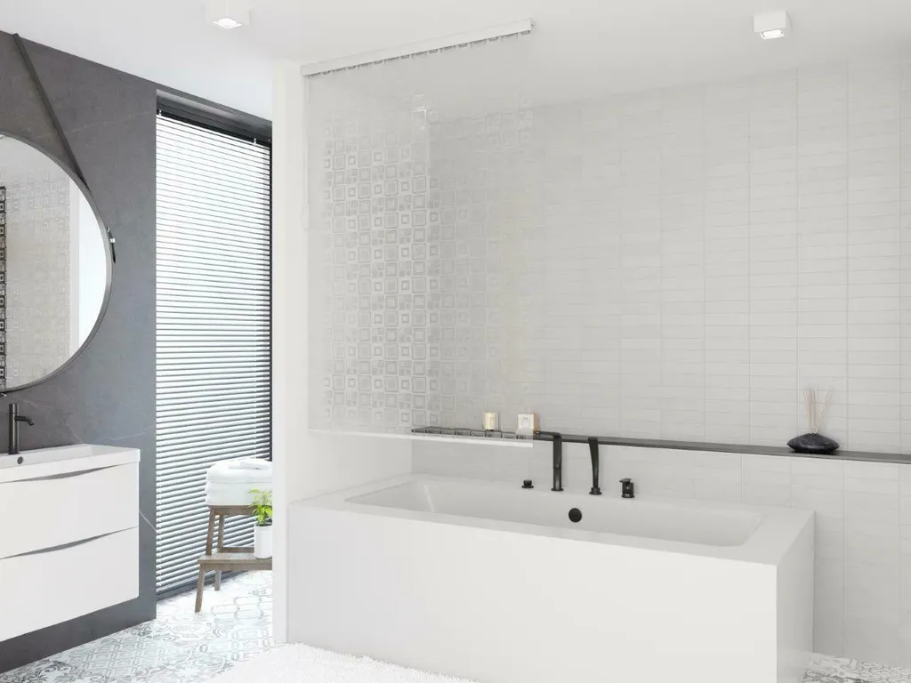 Tenda Doccia Avvolgibile 180 cm Quadro 3D - Sicura e Igienica