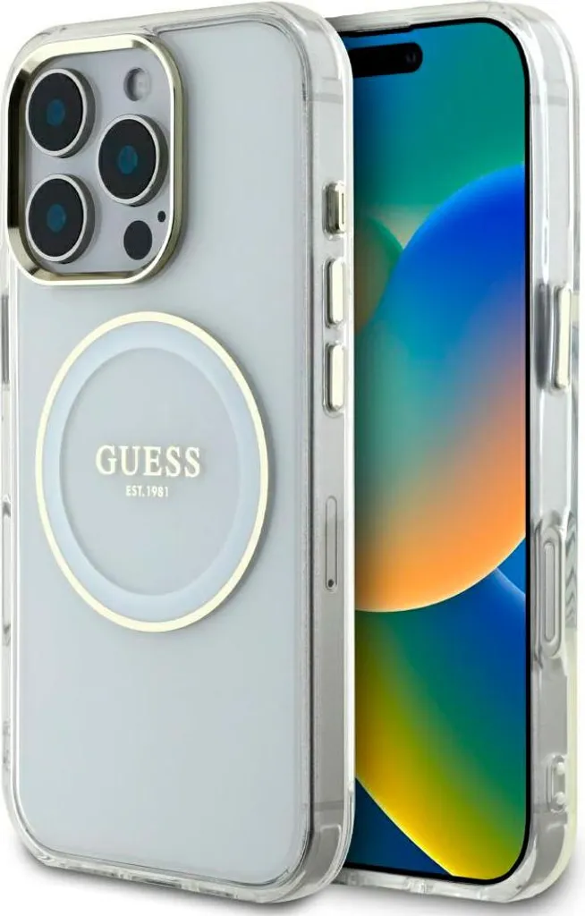 Custodia Guess iPhone 16 Pro MagSafe Bianca IML Metal Logo Originale