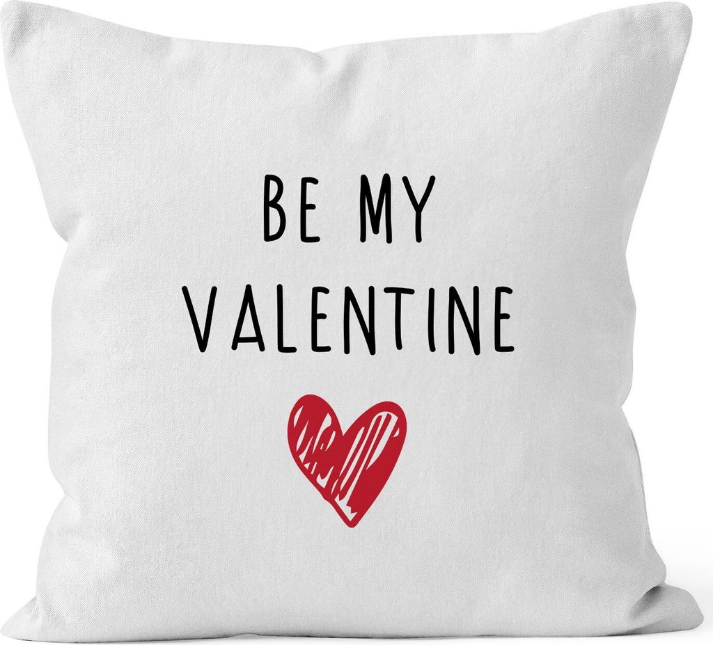 Kissen-Bezug Be my Valentine Geschenk Valentinstag Love Liebe Kissen-Hülle Deko-Kissen Baumwolle MoonWorks weiß unisize