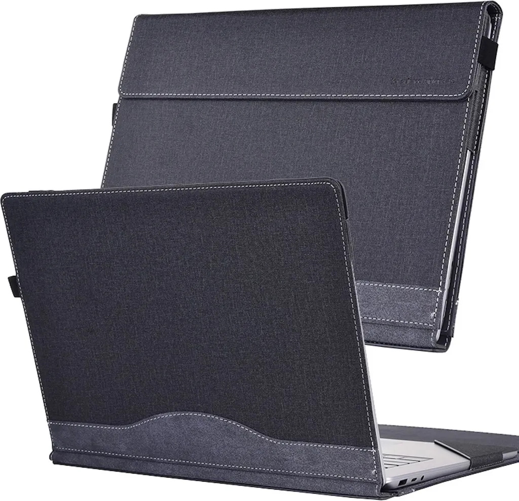 Housse Microsoft Surface Laptop 7 Noire en Similicuir Texture Tissée