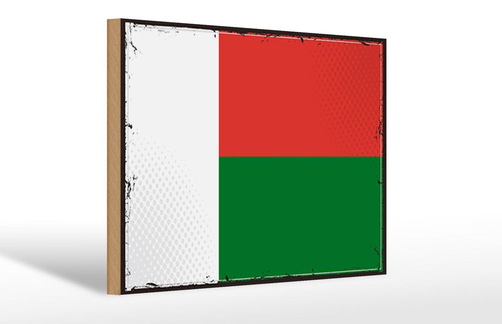 Holzschild Flagge Madagaskars 30x20cm Retro Madagascar