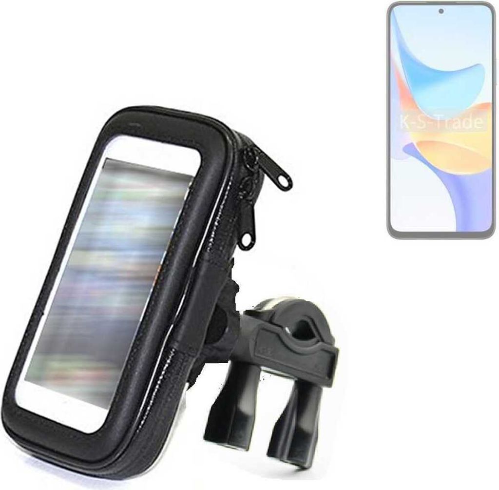 K-S-Trade Fahrrad-Halterung kompatibel mit Honor Play 50m Handy-Halterung Halter Lenkstange Fahrradhalterung Motorrad Bike Mount Wasserabweisend