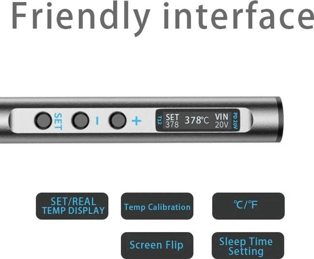 Fer à souder T12-BC2 65W USB-C compact avec chauffe rapide 450°C Max