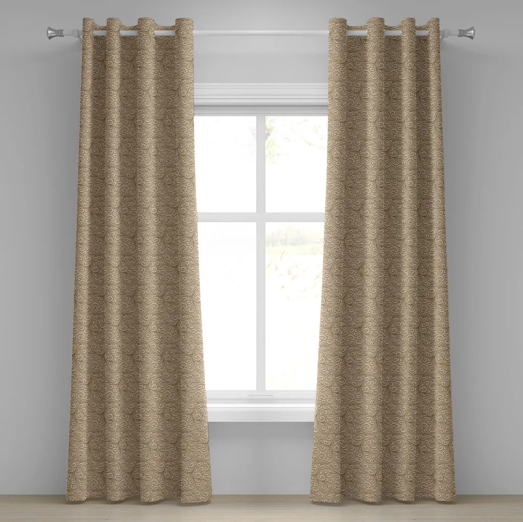 Tende Decorative ABAKUHAUS Beige 280x245 | Motivo Damasco Geometrico