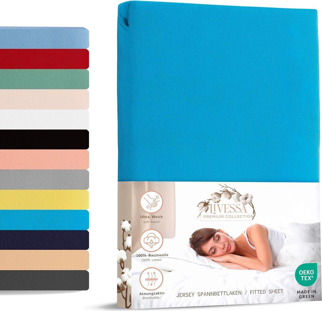 Jersey Spannbettlaken 100x200 cm 100% Baumwolle Dunkeltürkis