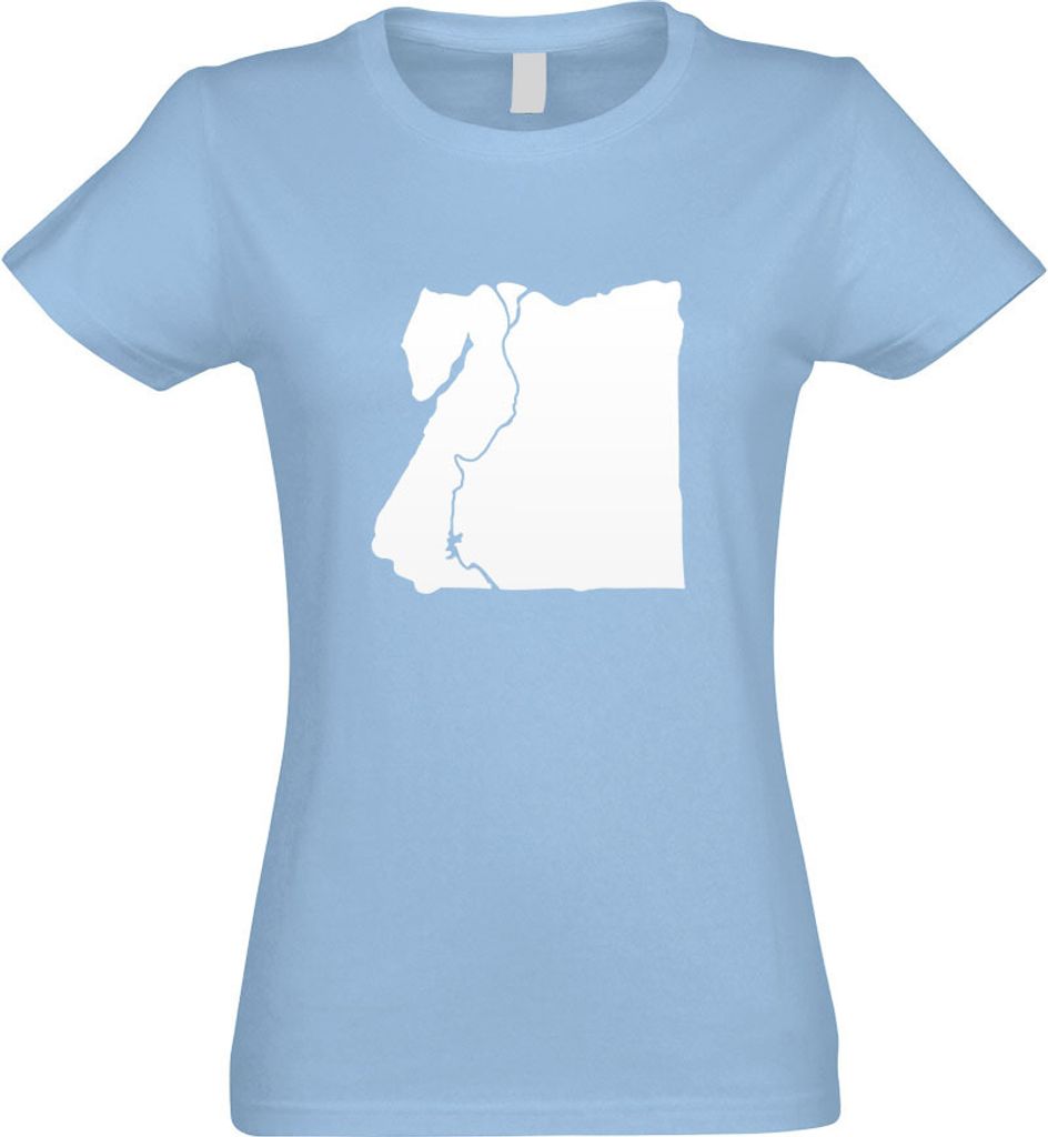 Kiwistar - T-Shirt tailliert - Damen - himmelblau - Ägypten Umriss Kontur - mit Motiv Bedruckt - Funshirt Design - Sport - Freizeit - Damen - S