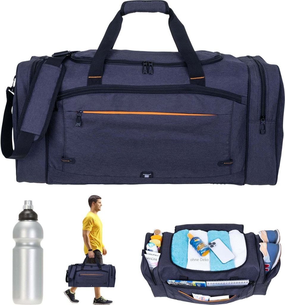 Sporttasche Reisetasche sehr groß Elephant XL 69 cm 55 Liter Saunatasche Freizeittasche Fitnesstasche Tasche Accent 1358 XL Anthrazit + Flasche