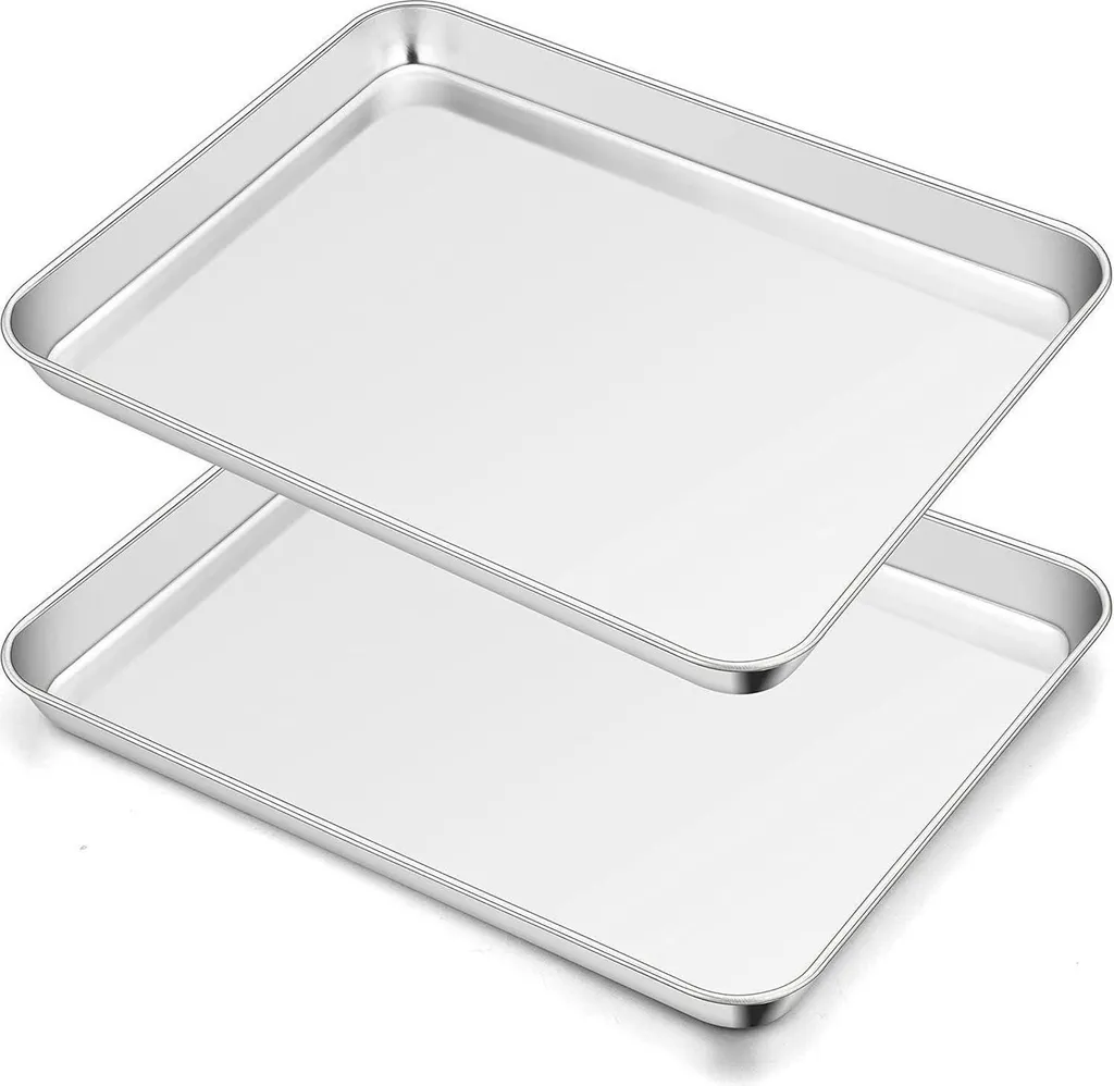 Homikit set di teglie in acciaio inox 40x30x2,5 cm 2 pezzi - Lavabili in lavastoviglie e salutari