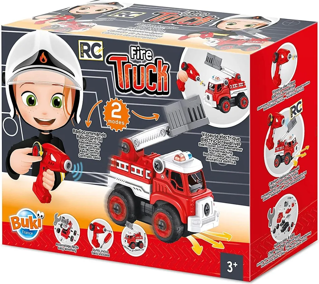 Camion Pompiers avec Tournevis et Télécommande - Kit DIY Multi-Fonctions
