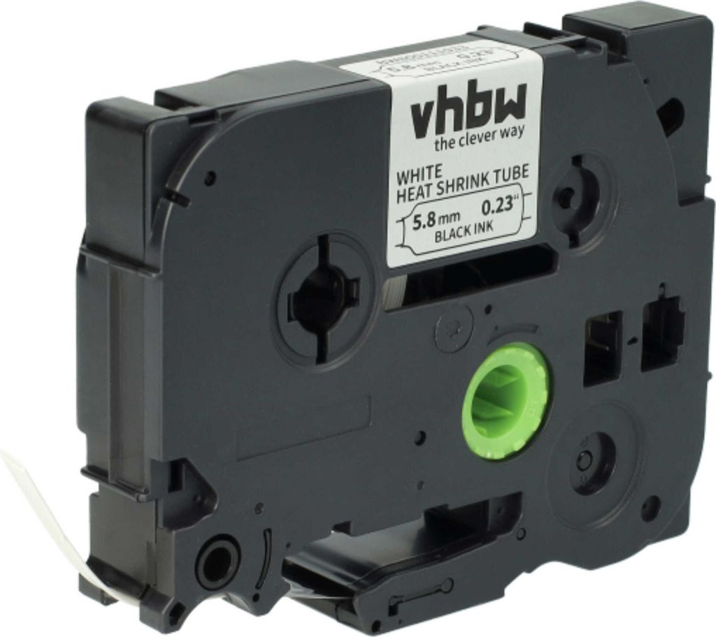 vhbw Schriftband-Kassette kompatibel mit Brother P-Touch PT-9700 Etiketten-Drucker 1,5m x 5,8mm Schwarz auf Weiß, Schrumpfschlauch-Kassette