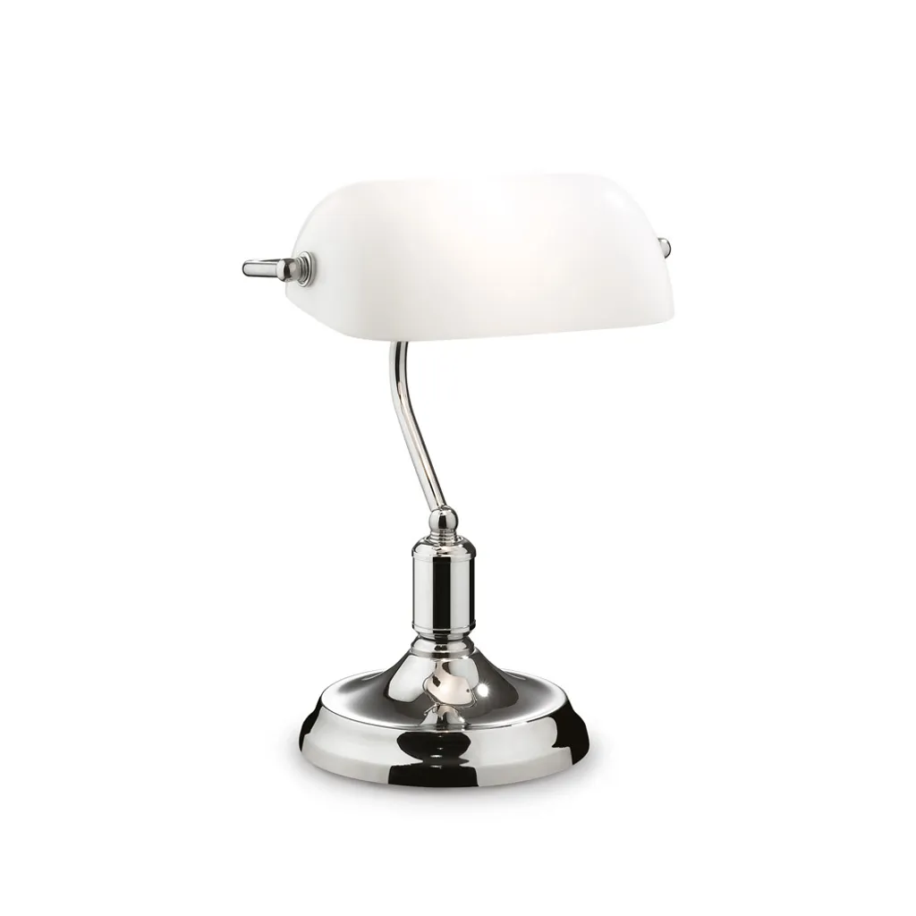 LAWYER Chrome Lampe de table 1 ampoule - Luminaire de bureau classique