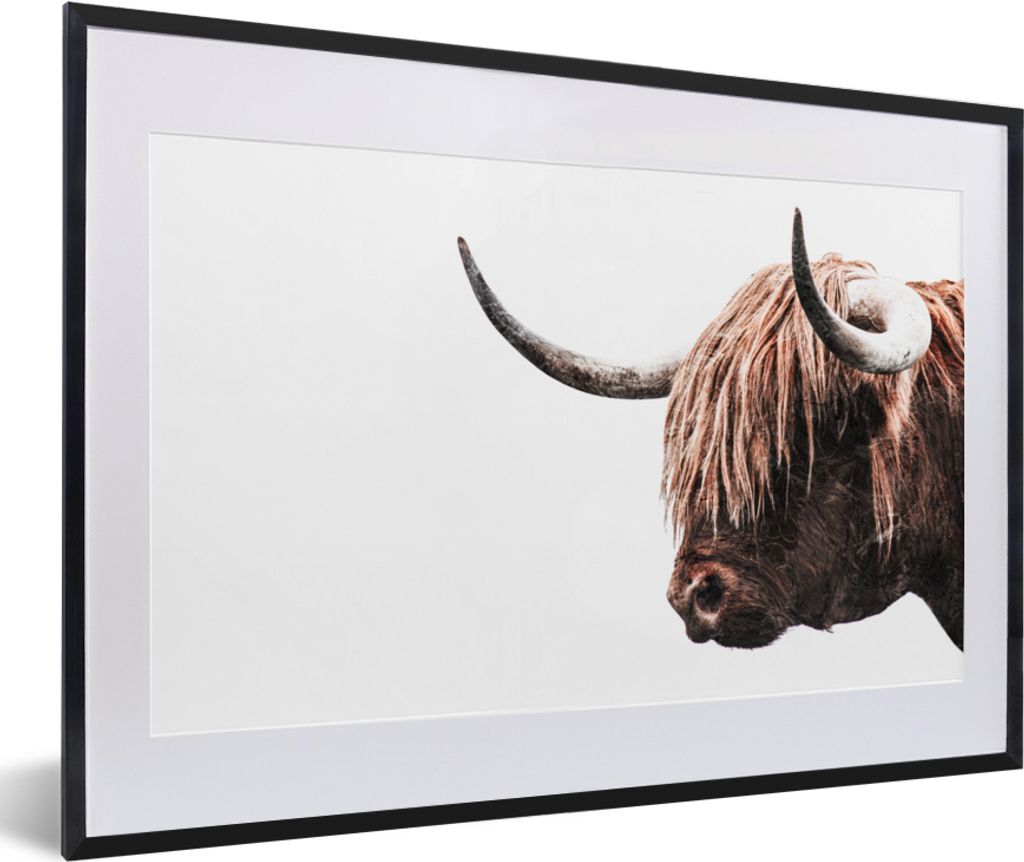 MuchoWow Gerahmtes Poster Schottische Highlander - Kühe - Hoorn 60x40 cm - Poster mit Schwarzem Bilderrahmen Wandposter Rahmen Foto Bilder - Sch...