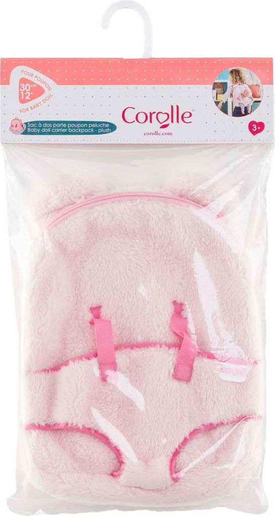 Corolle Mon Premier Poupon Plüschrucksack und Trage, Kuscheliger Rucksack mit Babytrage im Teddy Look für alle 30cm Babypuppen, ab 18 Monaten